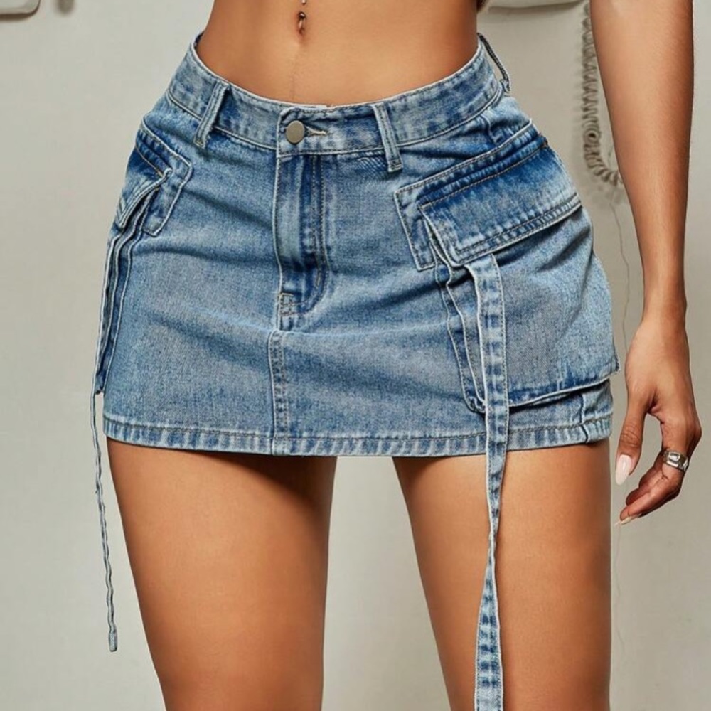 Denim Cargo Skirt